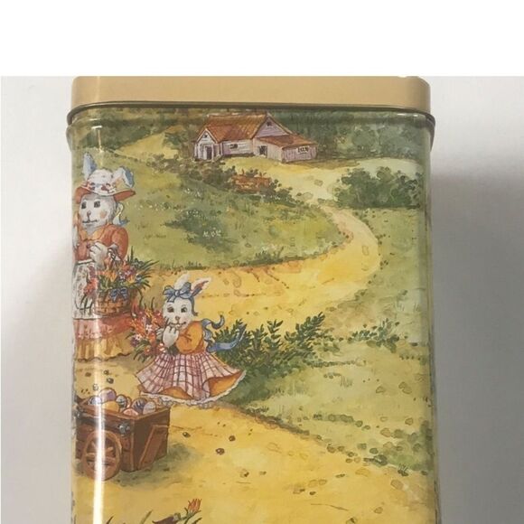 Style Vintage Whimsical Bunny Family Tin Box Entry - Picture 2 of 7